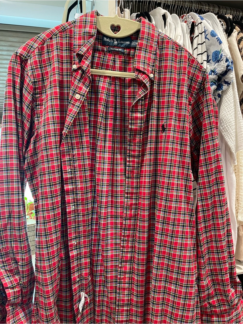 Ralph Lauren Red and Green Plaid Button-Down Shirt